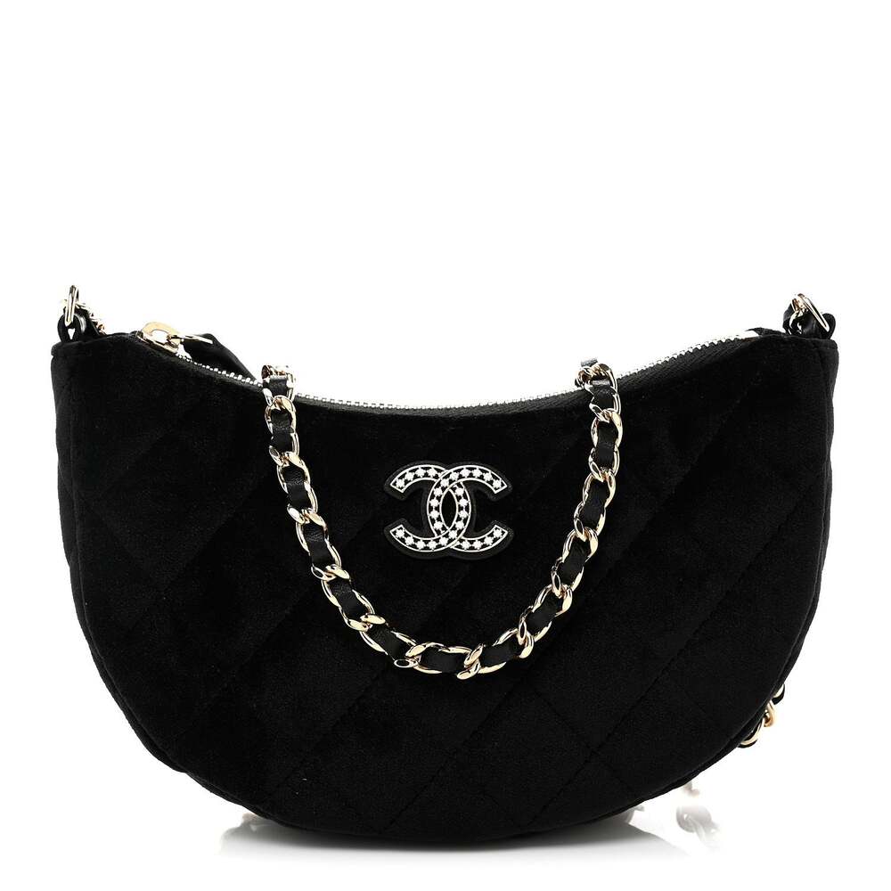 Chanel Velvet Crystal Quilted Chain #261120C19B